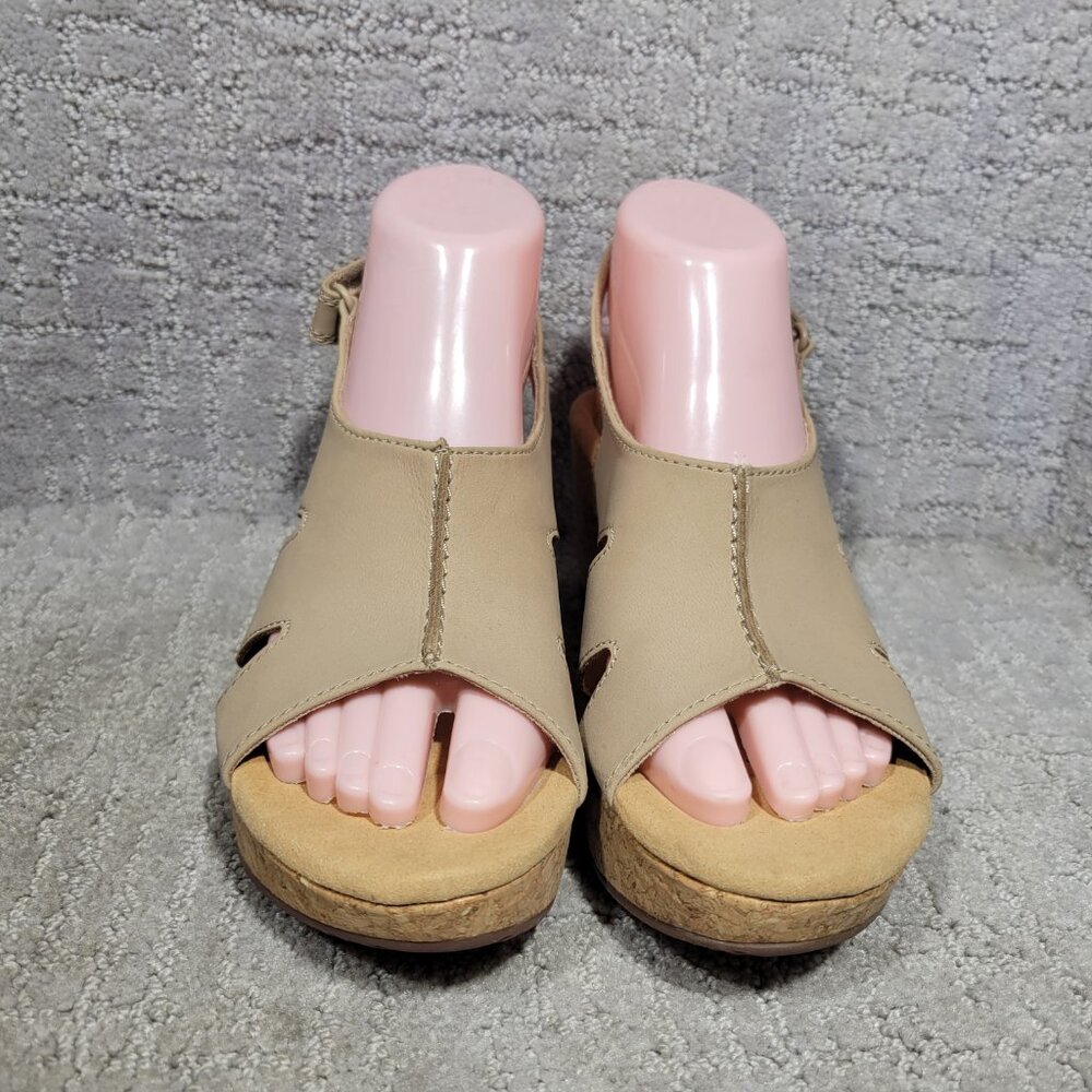 Clarks Annadel Bari Sand Leather Nubuck Wedge Sandals Womens Size 8.5,10,11 NEW - Picture 4 of 15